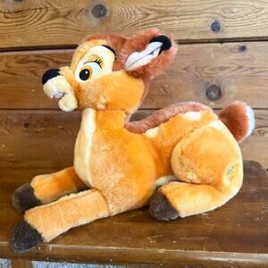 Disney Store Bambi Deer Plush Patch Stuffed Animal Toy 14” Fawn Laying Down